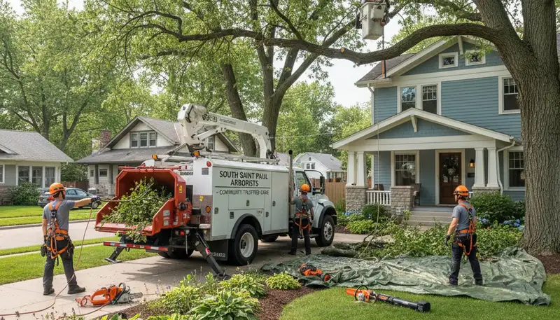 Residential tree removal and trimming in South Saint Paul, MN by professional Minneapolis tree service crews