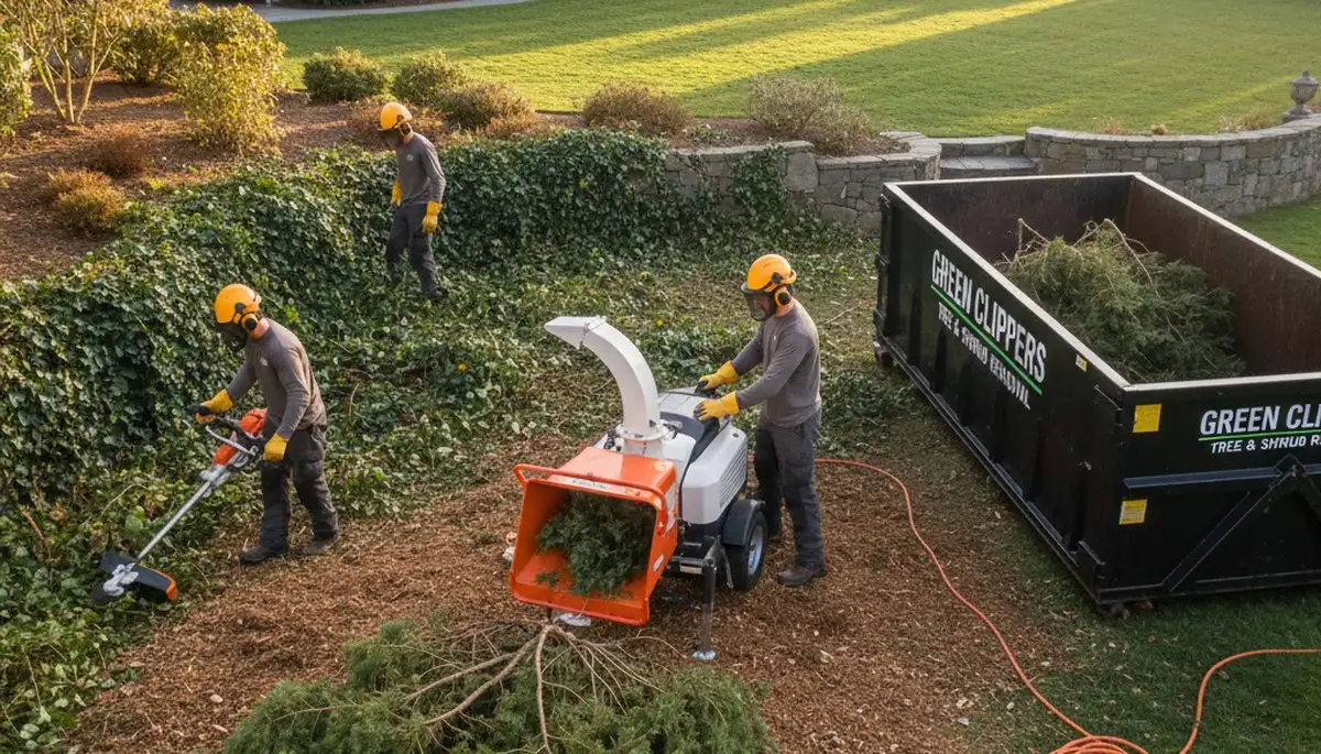 Professional shrub removal service clearing overgrown bushes in Minneapolis, MN