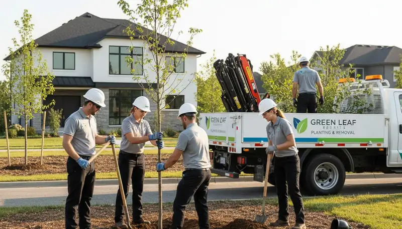 Arborist planting new tree in Minneapolis MN yard for Chop Chop Tree professional tree service