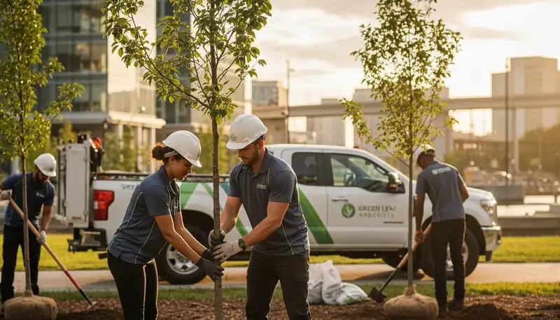Arborist planting new tree in Minneapolis MN yard for Chop Chop Tree professional tree service