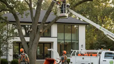 Certified arborist performing professional tree pruning service in Minneapolis, MN