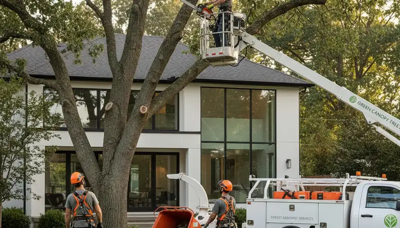 Certified arborist performing professional tree pruning service in Minneapolis, MN
