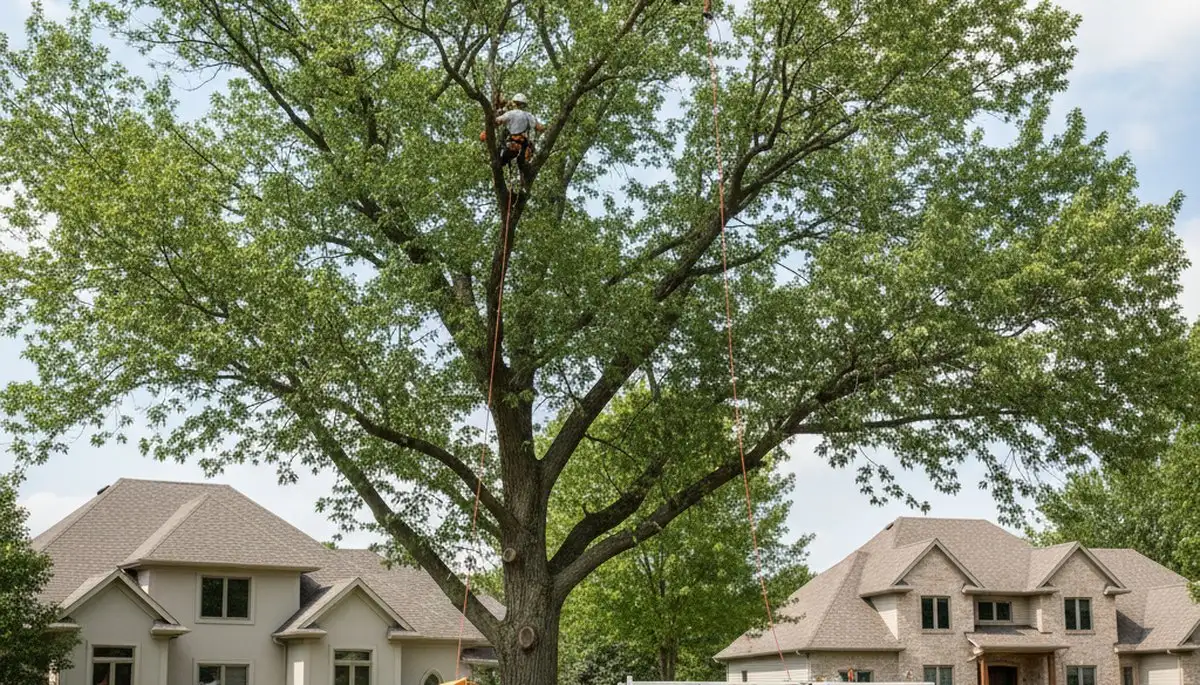 Professional tree removal service in Minneapolis MN removing damaged oak tree safely