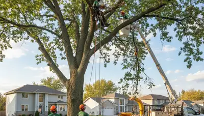 Professional tree removal service in Minneapolis MN safely clearing residential property trees