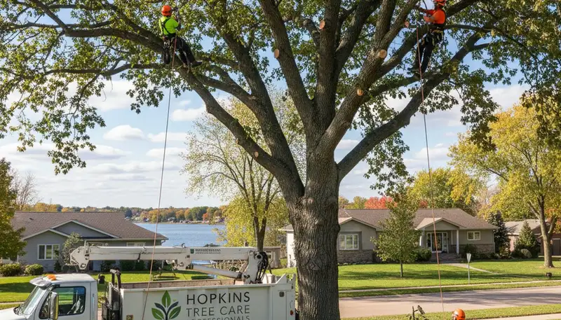 Professional tree removal service crew working safely in Minneapolis MN