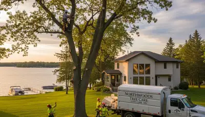 Professional tree removal service in Minneapolis MN safely cutting down large oak tree