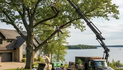 Professional tree removal service in Minneapolis MN safely cutting and clearing large trees