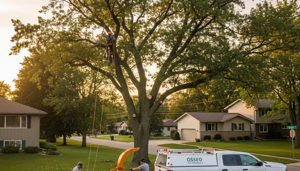 Professional tree removal service in Minneapolis MN safely clearing large oak tree